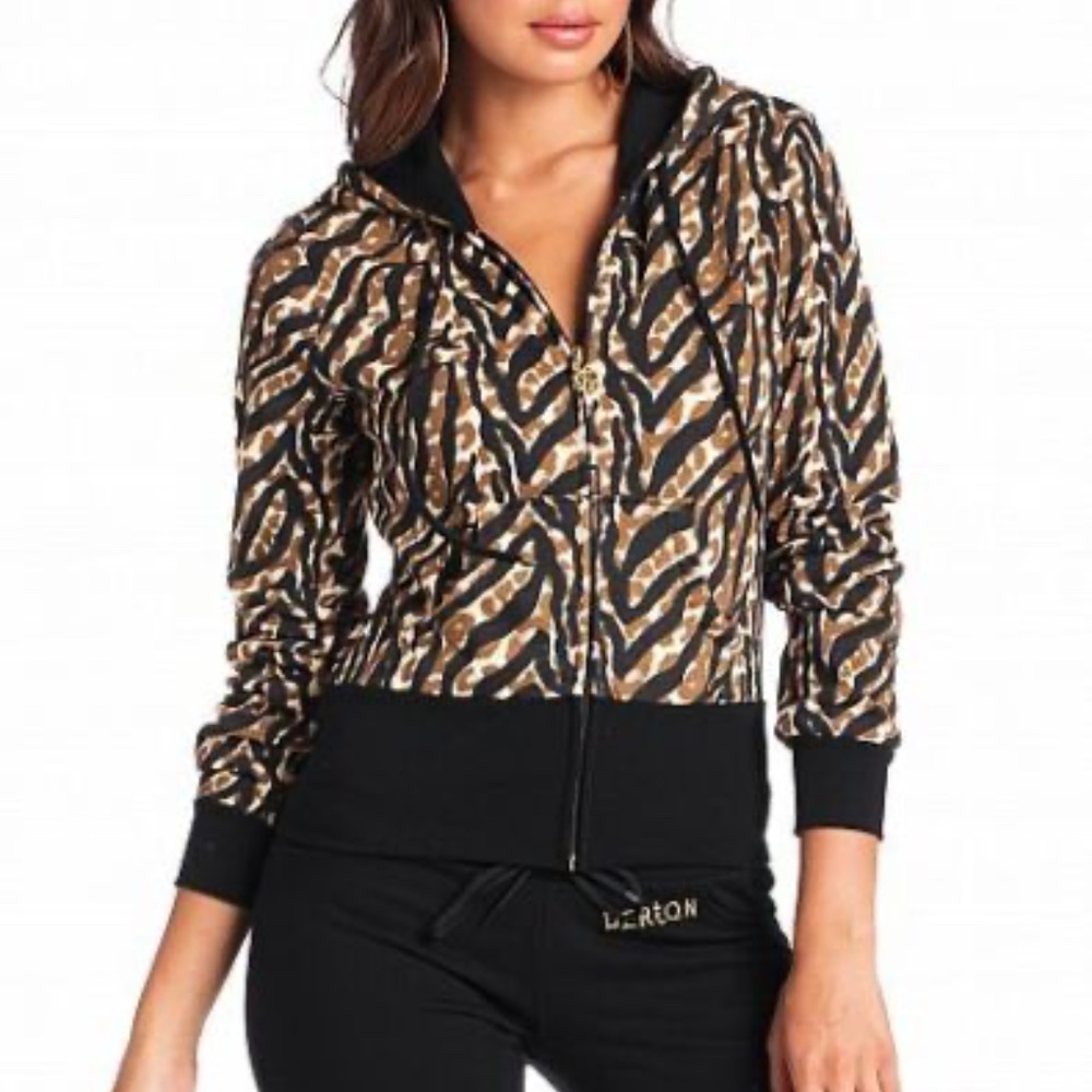 NWT DEREON Rhinestone Animal Leopard Zebra STUD bling Hoodie 2X 18 20 PLUS